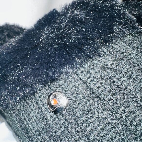 Bobs Skechers Memory Foam Women's Clog Slip On Slippers-Faux Fur/Black Knit-Warm - Picture 7 of 15